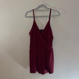 Wine Red Skort Romper with Spaghetti Straps, Size L